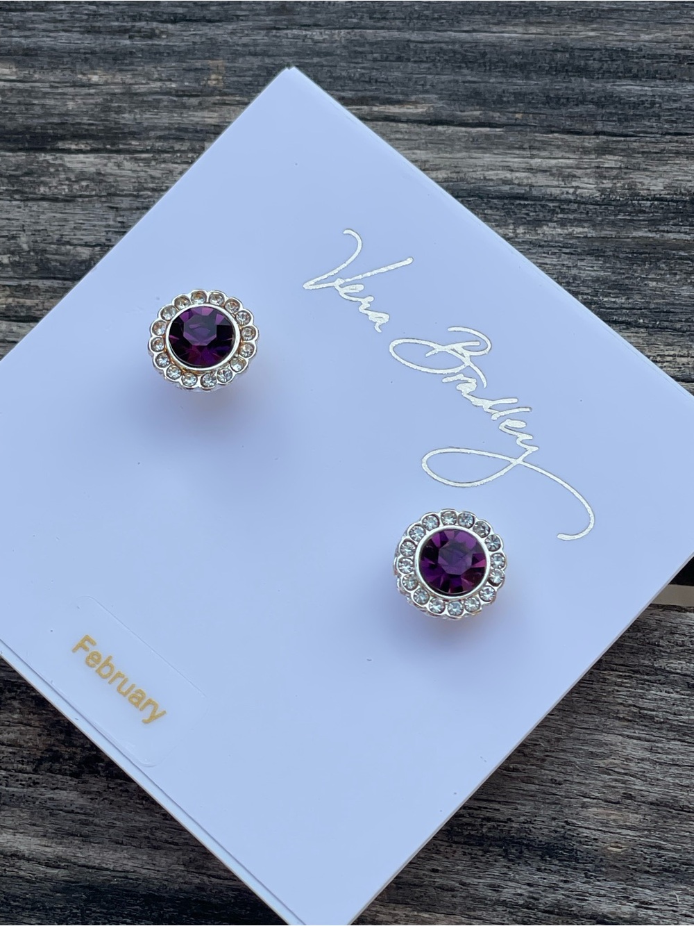 Vera Bradley Amethyst Halo Stud Earrings classic Coquette trendy glam